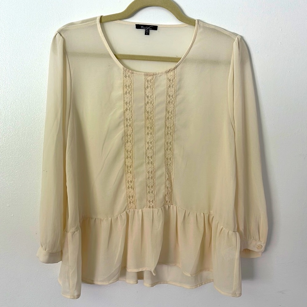 MONTEAU | Women’s Flowy Cream Top Size L